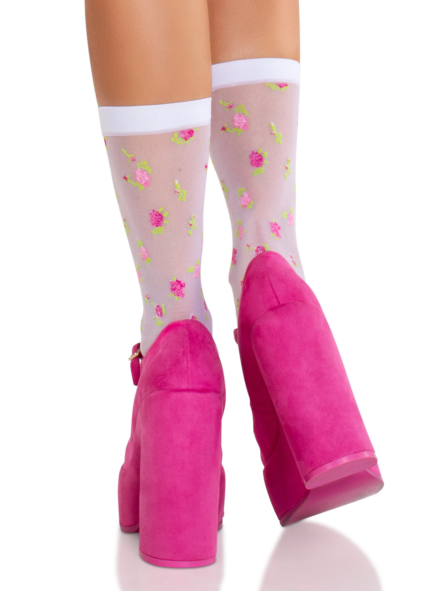 Rosette Sheer Crew Socks - Image 5