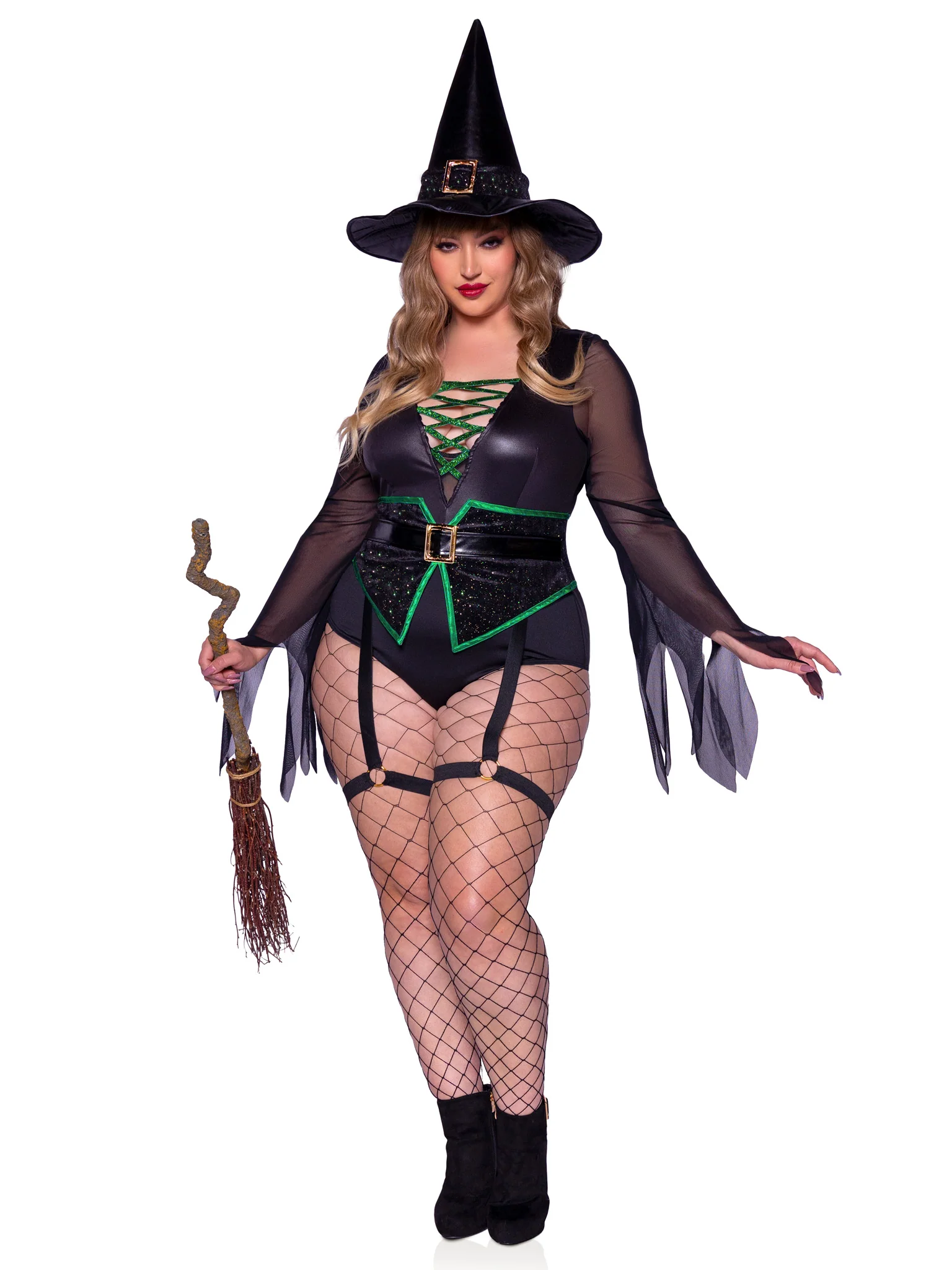 Plus Broomstick Babe Witch Costume - Image 4